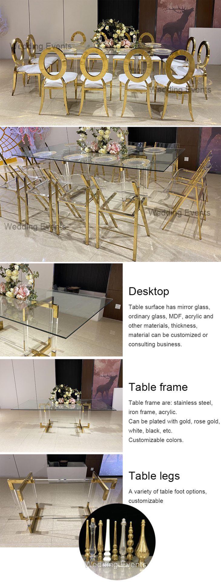 Acrylic Dining Table with Transparent Tempered Glass Top