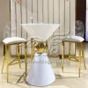 Cocktail Bar Table White Iron Frame