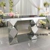 Silver cocktail table Long narrow design mirror metal