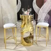 Gold Cocktail Table Hollow Design Stainless Steel