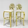 Modern Bar Stool Rose Design Carved Golden