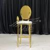 Bar Stool With Arms and Back Shiny Gold Metal
