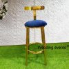 Bar height bar stools dark blue velvet seat