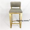 Bar stool with back rest gold metal
