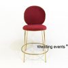 Upholstered bar stool red velvet seat