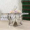 Table for Wedding Stainless Steel Circular Glass Top