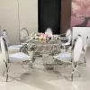 Wedding Table Round Dining Set Mirror Glass