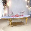 Oval Dining Table Modern White MDF Top