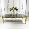 Rectangle Dining Table Stainless Steel Mirror Glass Top