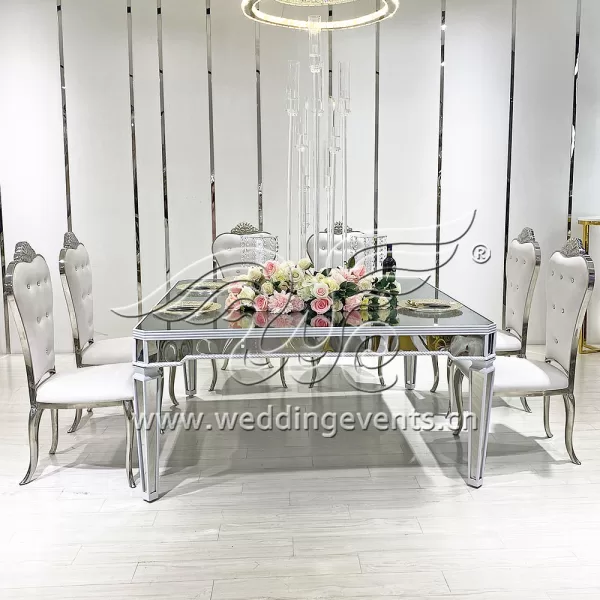 Silver And White Wedding Tables