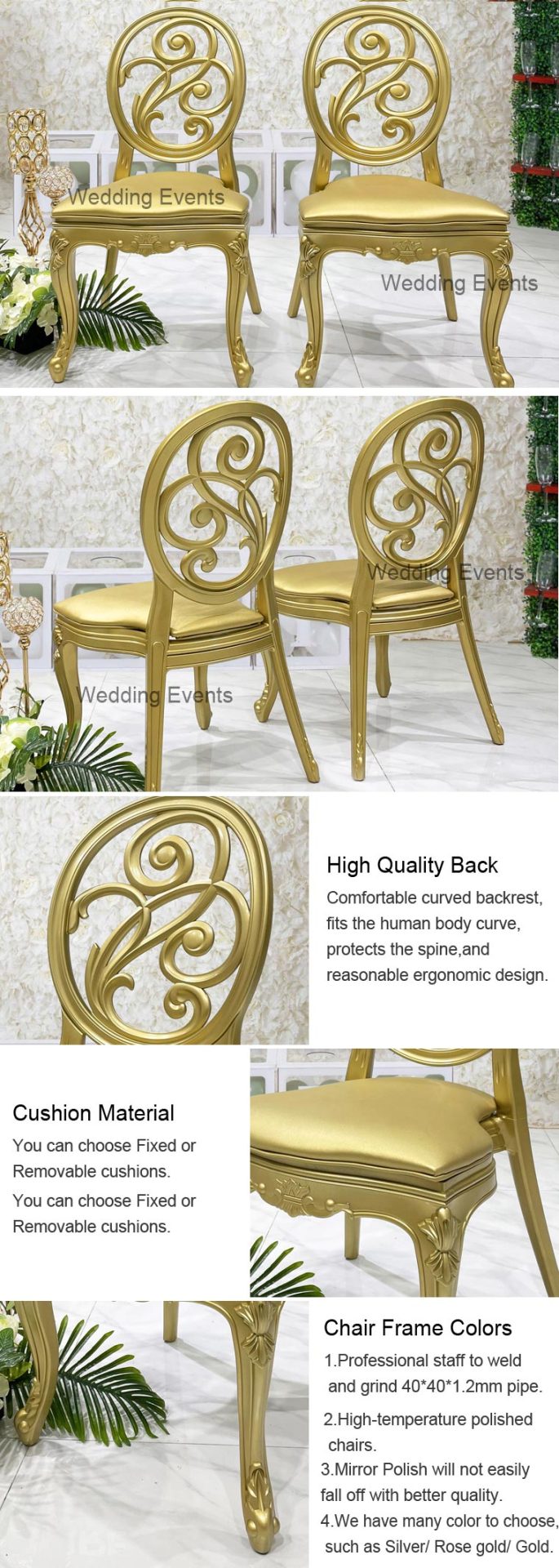 gold wedding dining chair