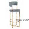 Tall bar stool blue back metal