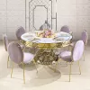 Gold Dining Table Carved Design Bird Cage Base