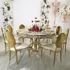 Dining Room Round Table White MDF Top