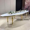 Tables for events MDF top gold legs oval design