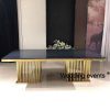 Banquet style wedding reception tables mirror glass