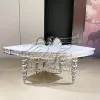 Serpentine Table for Sale Silver Stainless Steel Legs