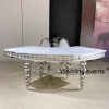Serpentine table for sale silver stainless steel legs