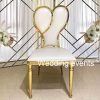 White leather dining chair gold heart shape design
