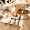 Gold cutlery set luxury carved design