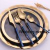 Set of cutlery gold with blue handle
