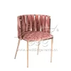 Rope Woven Event Chair Pink Velvet Seat for Lounge