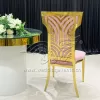 Stainless Steel Chair Wedding Pink Velvet With Pattern Back