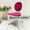 White wooden chair rose red seat for events