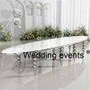 Silver oval wedding table with MDF top