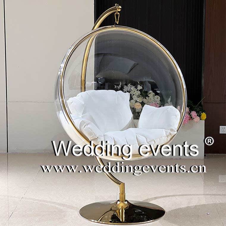 Hanging Bubble Chair With Stand Gold Frame