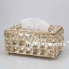 Gold tissue box with crystal decorative container
