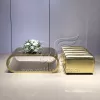 Luxury Coffee Table Polished Finish Golden Frame
