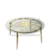 Round Glass Coffee Table with Shiny Golden Base