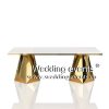Restaurant tables with two golden metal base