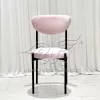Pink Banquet Chair Black Metal Frame With Curved Back