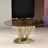 Brown Glass Table Round With Unique Design Base