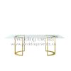 Hotel Glass Top Event Table With Gold Metal Base