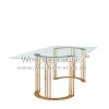 Glass Dinner Table Rose Gold Curved Shaped Base