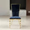 Banquet Chair Black Velvet Stackable Seat With Bamboo Legs