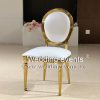 Leather Upholstered Dining Chair With Elegant Gold Detailing