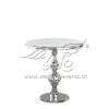Elegant Round MDF Coffee Table with Shiny Silver Base