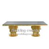 Table Dining Room Gold Metal Base With Rectangle Mirror