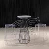 Portable Bar Table With Black Wire Metal Base