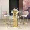 Highboy Table Gold Pedestal Base With Glass Top