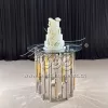 Glass Cake Tables With Irregular Tube Metal Base