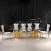 Modern Glass Wedding Table with Two Gold Metal Bases