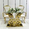 Butterfly Table Carved Design With Oval Glass Tabletop