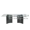 Glass Dining Table 6 Seater With Two Black Triangle Bases