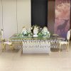 Crystal Dinner Table Glass Top and White Iron Base