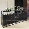 Black Bar Cabinet Metal Modern Receptionist Counter